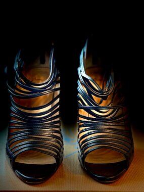 Christian Louboutin Gortika 100 Kid Black Leather Strappy Heels EU 39.5